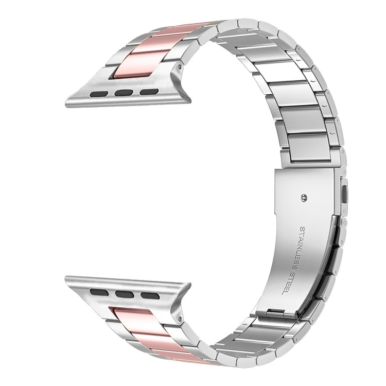 Small Waist Stainless Steel Watch Band For Apple Watch Series 8&7 45mm / SE 2&6&SE&5&4 44mm / 3&2&1 42mm(Silver Pink) by bashfashion