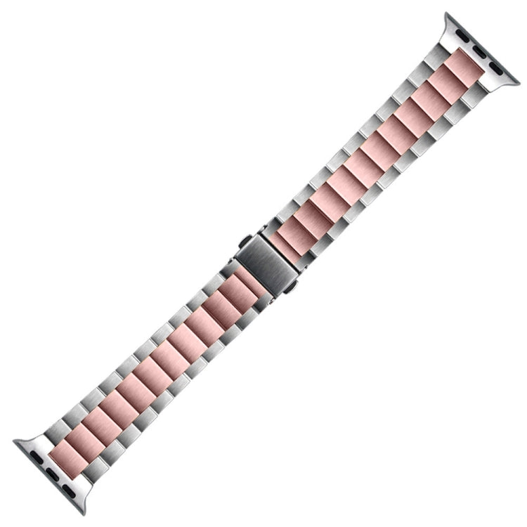 Small Waist Stainless Steel Watch Band For Apple Watch Series 8&7 45mm / SE 2&6&SE&5&4 44mm / 3&2&1 42mm(Silver Pink) by bashfashion