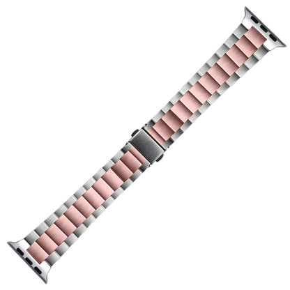 Small Waist Stainless Steel Watch Band For Apple Watch Series 8&7 45mm / SE 2&6&SE&5&4 44mm / 3&2&1 42mm(Silver Pink) by bashfashion