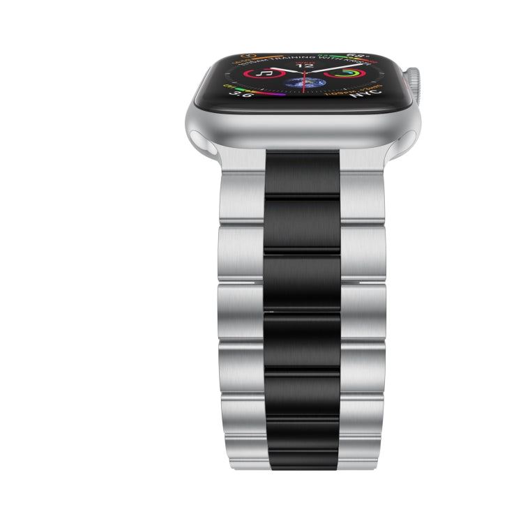 Small Waist Stainless Steel Watch Band For Apple Watch Series 8&7 45mm / SE 2&6&SE&5&4 44mm / 3&2&1 42mm(Silver Black) by bashfashion