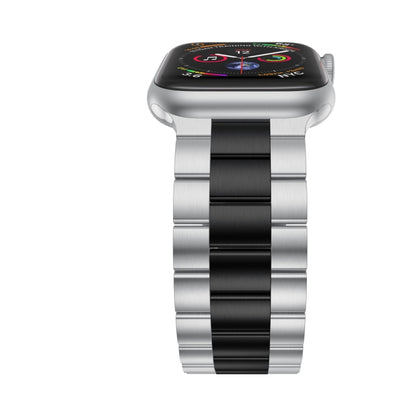 Small Waist Stainless Steel Watch Band For Apple Watch Series 8&7 45mm / SE 2&6&SE&5&4 44mm / 3&2&1 42mm(Silver Black) by bashfashion