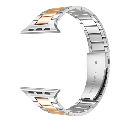 Small Waist Stainless Steel Watch Band For Apple Watch Series 8&7 45mm / SE 2&6&SE&5&4 44mm / 3&2&1 42mm(Silver Rose Gold) by bashfashion