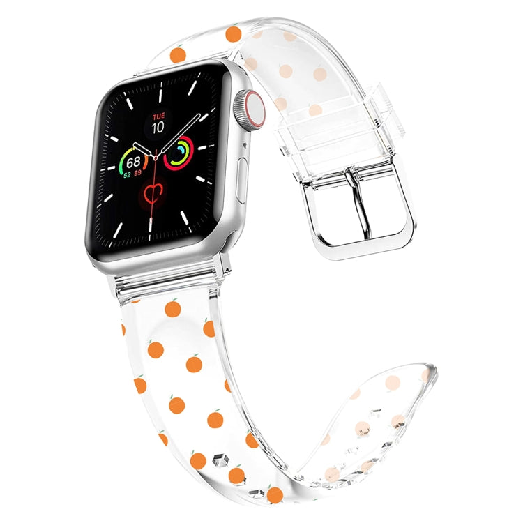 Square Buckle Transparent Watch Band For Apple Watch Series 9&8&7 41mm / SE 3&SE 2&6&SE&5&4 40mm / 3&2&1 38mm(Orange) by bashfashion