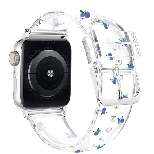 Square Buckle Transparent Watch Band For Apple Watch Series 9&8&7 41mm / SE 3&SE 2&6&SE&5&4 40mm / 3&2&1 38mm(Blueberry) by bashfashion
