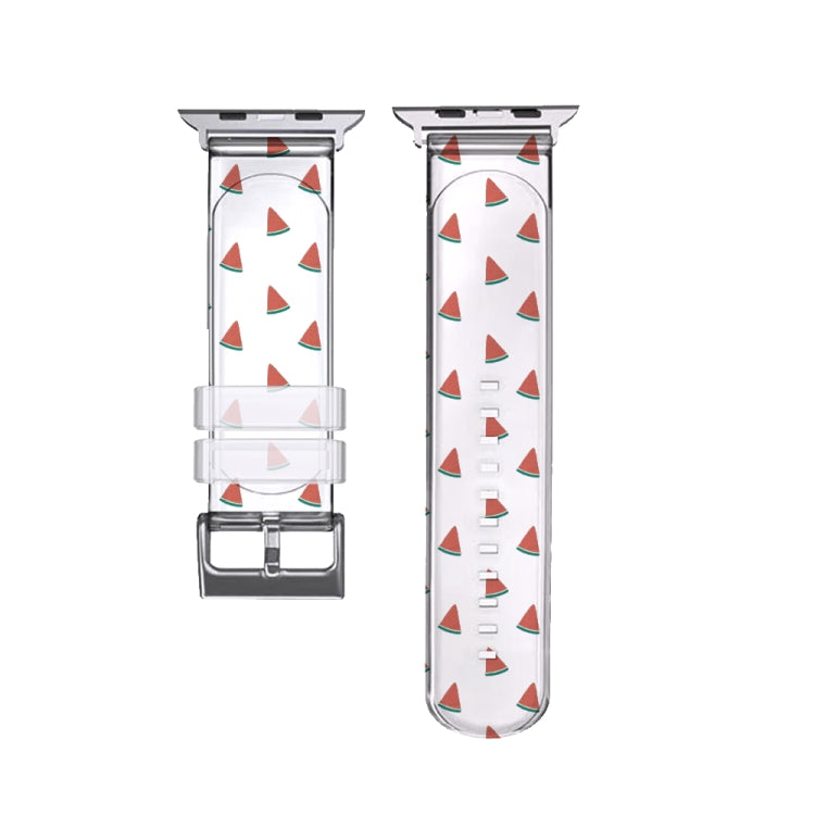 Square Buckle Transparent Watch Band For Apple Watch Series 9&8&7 41mm / SE 3&SE 2&6&SE&5&4 40mm / 3&2&1 38mm(Watermelon) by bashfashion