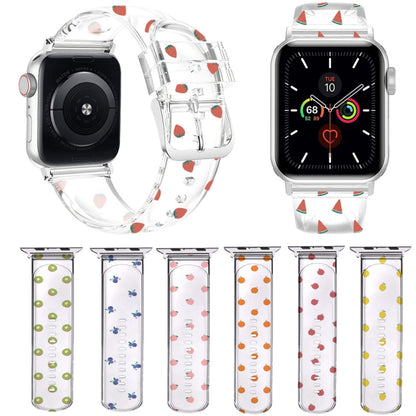 Square Buckle Transparent Watch Band For Apple Watch Series 9&8&7 41mm / SE 3&SE 2&6&SE&5&4 40mm / 3&2&1 38mm(Watermelon) by bashfashion