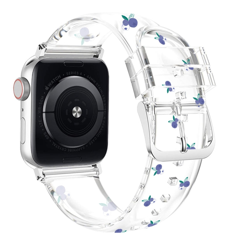 Square Buckle Transparent Watch Band For Apple Watch Ultra 49mm&Watch Ultra 2 49mm / Series 9&8&7 45mm / SE 3&SE 2&6&SE&5&4 44mm / 3&2&1 42mm(Blueberry) by bashfashion