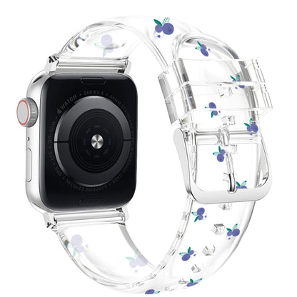 Square Buckle Transparent Watch Band For Apple Watch Ultra 49mm&Watch Ultra 2 49mm / Series 9&8&7 45mm / SE 3&SE 2&6&SE&5&4 44mm / 3&2&1 42mm(Blueberry) by bashfashion