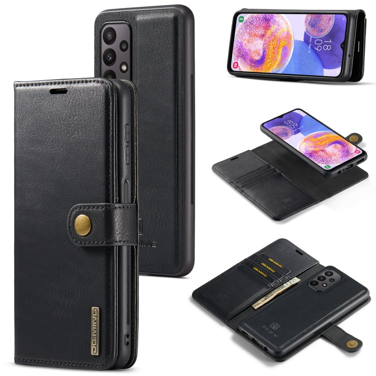 For Samsung Galaxy A23 5G DG.MING Crazy Horse Texture Detachable Magnetic Leather Phone Case(Black) by DG.MING