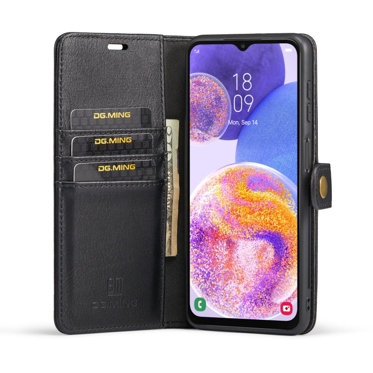 For Samsung Galaxy A23 5G DG.MING Crazy Horse Texture Detachable Magnetic Leather Phone Case(Black) by DG.MING