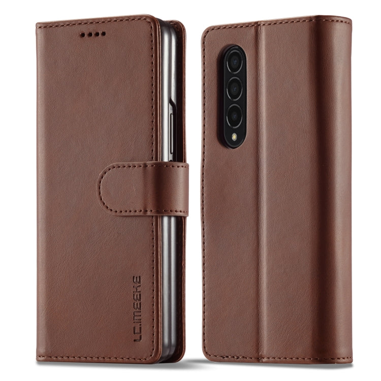 For Samsung Galaxy Z Fold4 5G LC.IMEEKE Calf Texture Leather Phone Case(Brown) by LC.IMEEKE