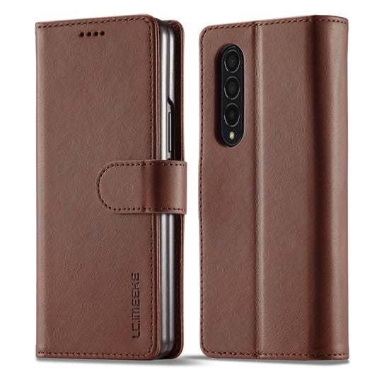 For Samsung Galaxy Z Fold4 5G LC.IMEEKE Calf Texture Leather Phone Case(Brown) by LC.IMEEKE