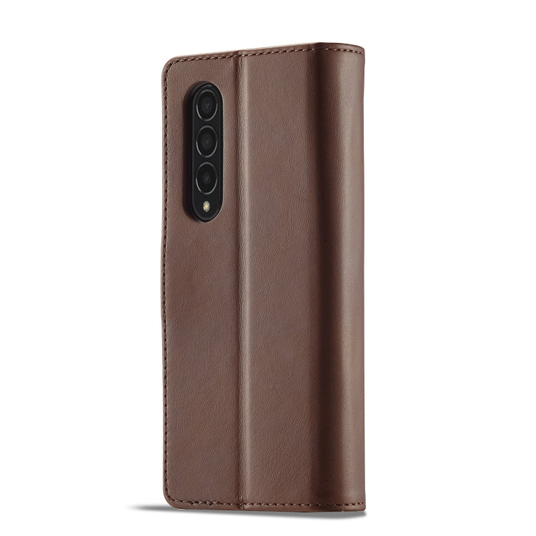 For Samsung Galaxy Z Fold4 5G LC.IMEEKE Calf Texture Leather Phone Case(Brown) by LC.IMEEKE