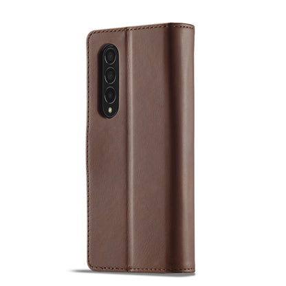 For Samsung Galaxy Z Fold4 5G LC.IMEEKE Calf Texture Leather Phone Case(Brown) by LC.IMEEKE