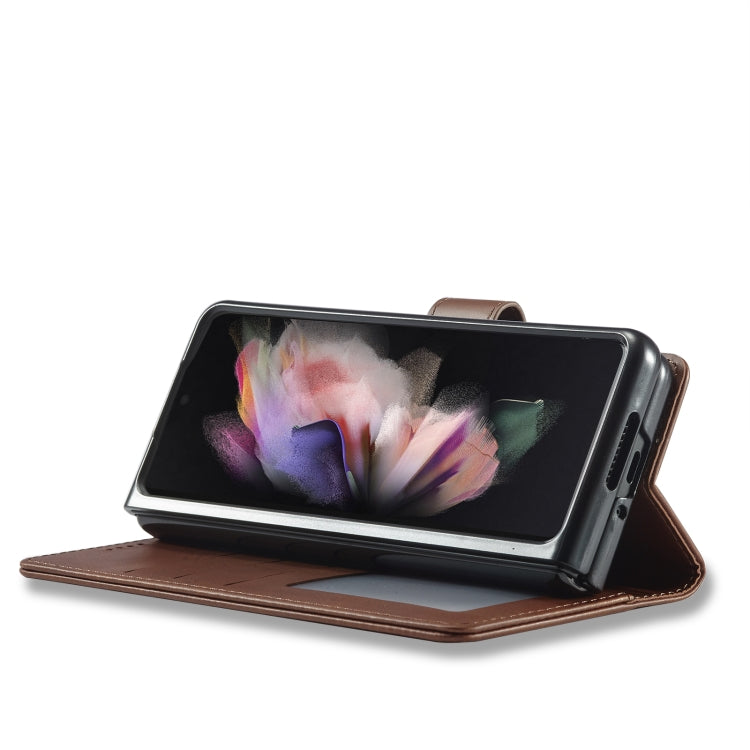 For Samsung Galaxy Z Fold4 5G LC.IMEEKE Calf Texture Leather Phone Case(Brown) by LC.IMEEKE