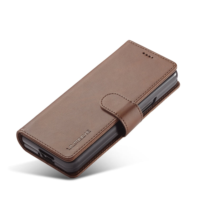 For Samsung Galaxy Z Fold4 5G LC.IMEEKE Calf Texture Leather Phone Case(Brown) by LC.IMEEKE
