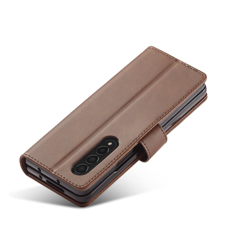 For Samsung Galaxy Z Fold4 5G LC.IMEEKE Calf Texture Leather Phone Case(Brown) by LC.IMEEKE