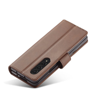 For Samsung Galaxy Z Fold4 5G LC.IMEEKE Calf Texture Leather Phone Case(Brown) by LC.IMEEKE