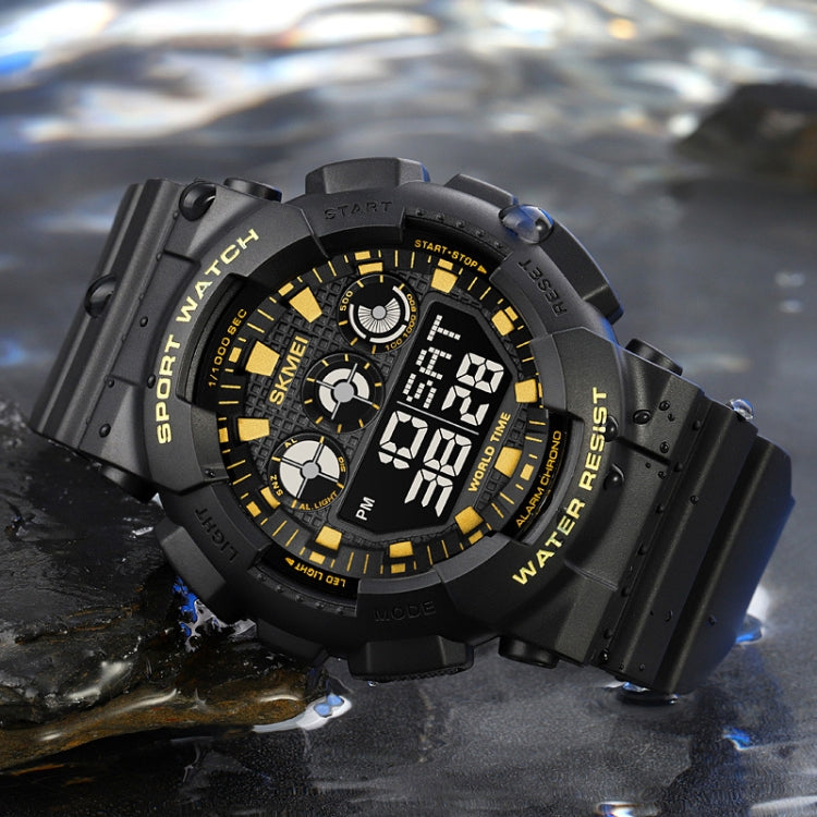 SKMEI 1857 Stainless Steel Buckle PU Strap Waterproof Electronic Watch(Black and Black) by SKMEI