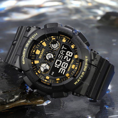 SKMEI 1857 Stainless Steel Buckle PU Strap Waterproof Electronic Watch(Black and Black) by SKMEI