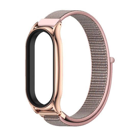 For Xiaomi Mi Band 7 / 7 NFC MIJOBS Plus Stainless Steel Case Nylon Watch Band(Pink Sand Rose Gold) by MIJOBS