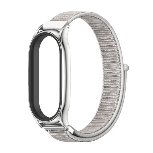 For Xiaomi Mi Band 7 / 7 NFC MIJOBS Plus Stainless Steel Case Nylon Watch Band(Sea Shell Silver) by MIJOBS