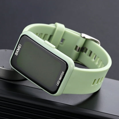 SKMEI 1873 PU Strap Waterproof LED Electronic Watch(Light Green) by SKMEI