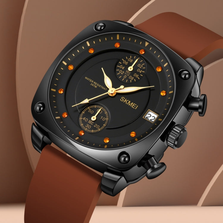 SKMEI 1903 Stainless Steel Buckle Silicone Strap Waterproof Quartz Watch(Coffee) by SKMEI