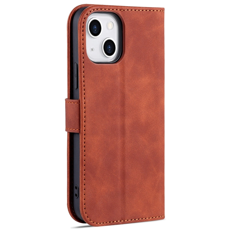 For iPhone 14 AZNS Skin Feel Calf Texture Horizontal Flip Leather Case (Brown) by AZNS