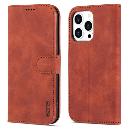 For iPhone 14 Pro AZNS Skin Feel Calf Texture Horizontal Flip Leather Case(Brown) by AZNS