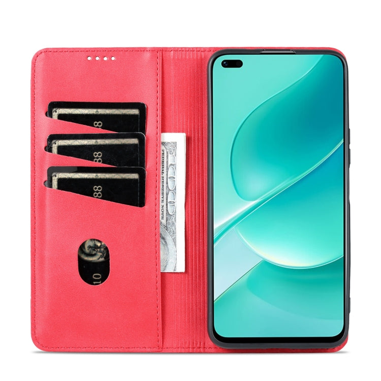 For Huawei nova 9z 5G AZNS Magnetic Calf Texture Leather Phone Case(Red) by AZNS