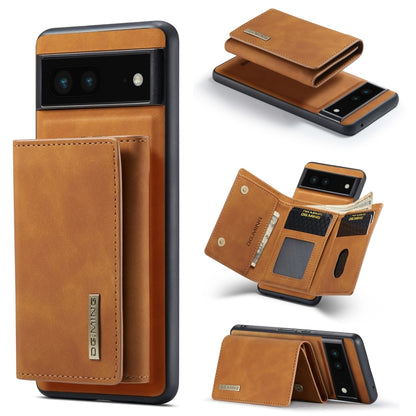 For Google Pixel 6A DG.MING M1 Series 3-Fold Multi Card Wallet + Magnetic Phone Case(Brown) by DG.MING