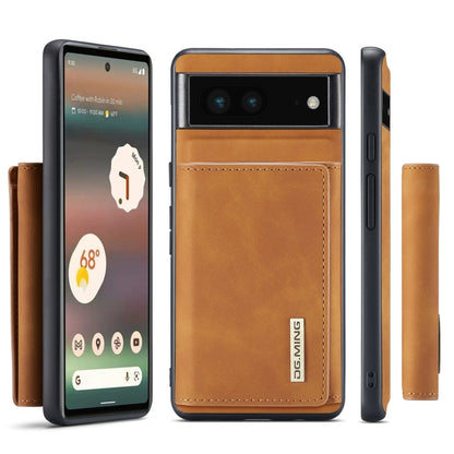For Google Pixel 6A DG.MING M1 Series 3-Fold Multi Card Wallet + Magnetic Phone Case(Brown) by DG.MING