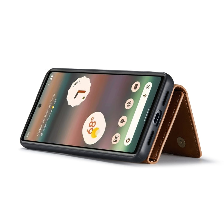 For Google Pixel 6A DG.MING M1 Series 3-Fold Multi Card Wallet + Magnetic Phone Case(Brown) by DG.MING