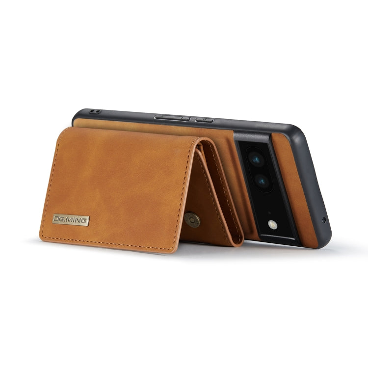For Google Pixel 6A DG.MING M1 Series 3-Fold Multi Card Wallet + Magnetic Phone Case(Brown) by DG.MING