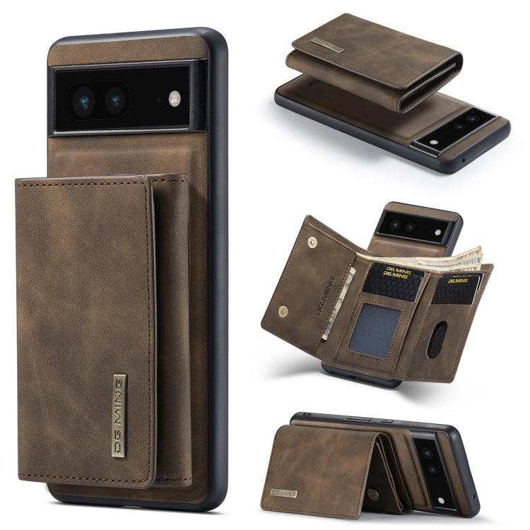 For Google Pixel 6A DG.MING M1 Series 3-Fold Multi Card Wallet + Magnetic Phone Case(Coffee) by DG.MING