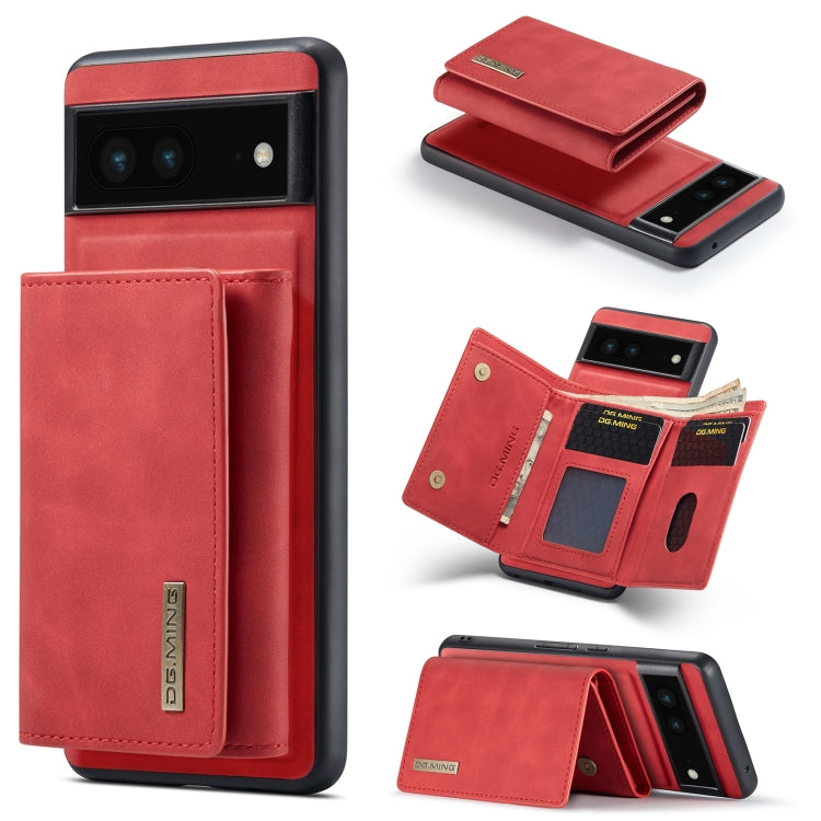 For Google Pixel 6A DG.MING M1 Series 3-Fold Multi Card Wallet + Magnetic Phone Case(Red) by DG.MING