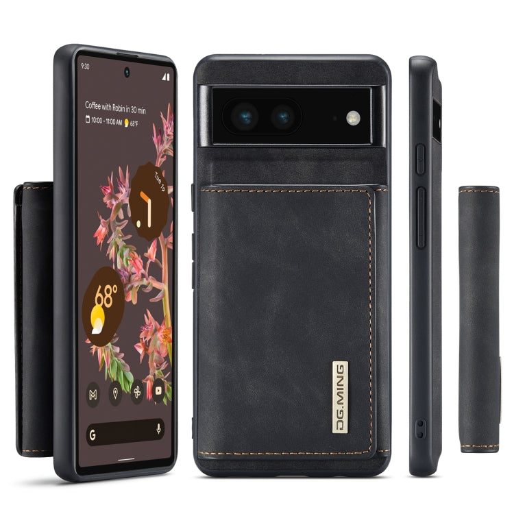 For Google Pixel 7 5G DG.MING M1 Series 3-Fold Multi Card Wallet + Magnetic Phone Case(Black) by DG.MING