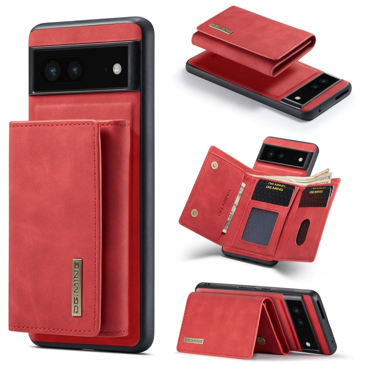 For Google Pixel 7 5G DG.MING M1 Series 3-Fold Multi Card Wallet + Magnetic Phone Case(Red) by DG.MING