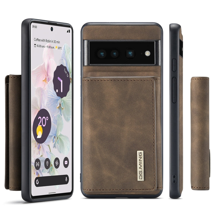 For Google Pixel 7 Pro 5G DG.MING M1 Series 3-Fold Multi Card Wallet + Magnetic Phone Case(Coffee) by DG.MING