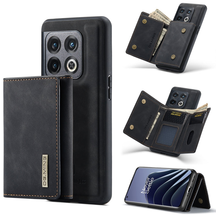For OnePlus 10 Pro DG.MING M1 Series 3-Fold Multi Card Wallet + Magnetic Phone Case(Black) by DG.MING