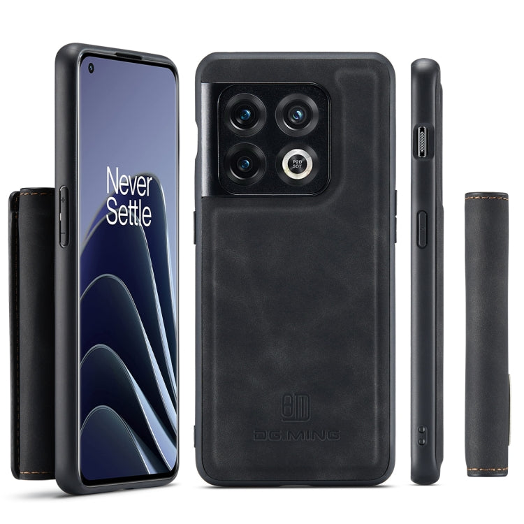 For OnePlus 10 Pro DG.MING M1 Series 3-Fold Multi Card Wallet + Magnetic Phone Case(Black) by DG.MING