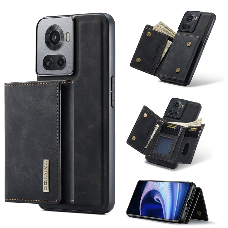 For OnePlus Ace/10R DG.MING M1 Series 3-Fold Multi Card Wallet + Magnetic Phone Case(Black) by DG.MING