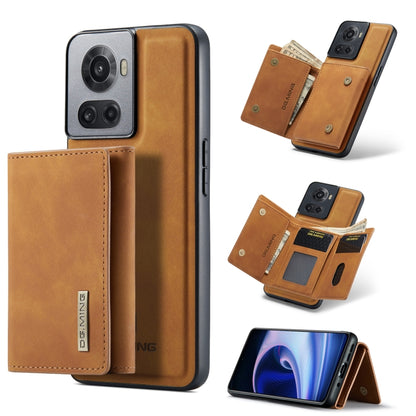 For OnePlus Ace/10R DG.MING M1 Series 3-Fold Multi Card Wallet + Magnetic Phone Case(Brown) by DG.MING