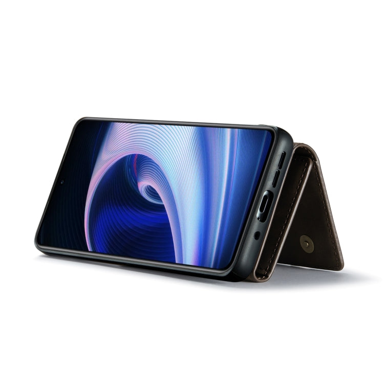 For OnePlus Ace/10R DG.MING M1 Series 3-Fold Multi Card Wallet + Magnetic Phone Case(Brown) by DG.MING
