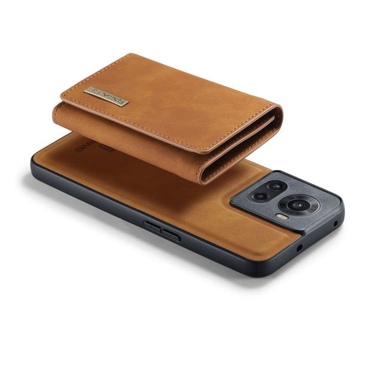 For OnePlus Ace/10R DG.MING M1 Series 3-Fold Multi Card Wallet + Magnetic Phone Case(Brown) by DG.MING