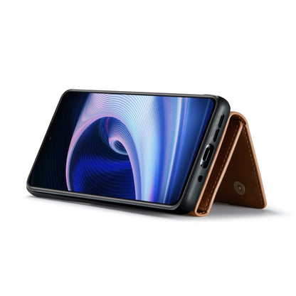 For OnePlus Ace/10R DG.MING M1 Series 3-Fold Multi Card Wallet + Magnetic Phone Case(Coffee) by DG.MING