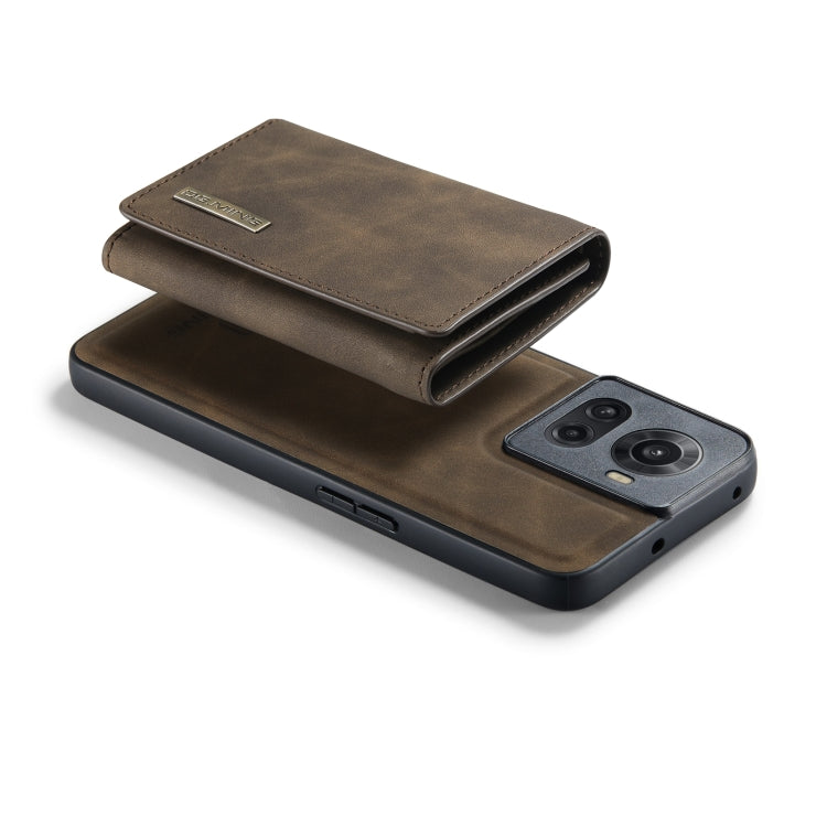 For OnePlus Ace/10R DG.MING M1 Series 3-Fold Multi Card Wallet + Magnetic Phone Case(Coffee) by DG.MING