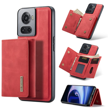 For OnePlus Ace/10R DG.MING M1 Series 3-Fold Multi Card Wallet + Magnetic Phone Case(Red) by DG.MING