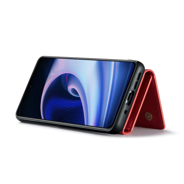 For OnePlus Ace/10R DG.MING M1 Series 3-Fold Multi Card Wallet + Magnetic Phone Case(Red) by DG.MING